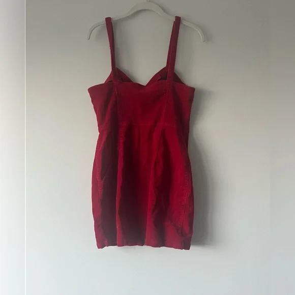 open lace back dress Frilly Bow Pinafore Dress (Red) S main image 1